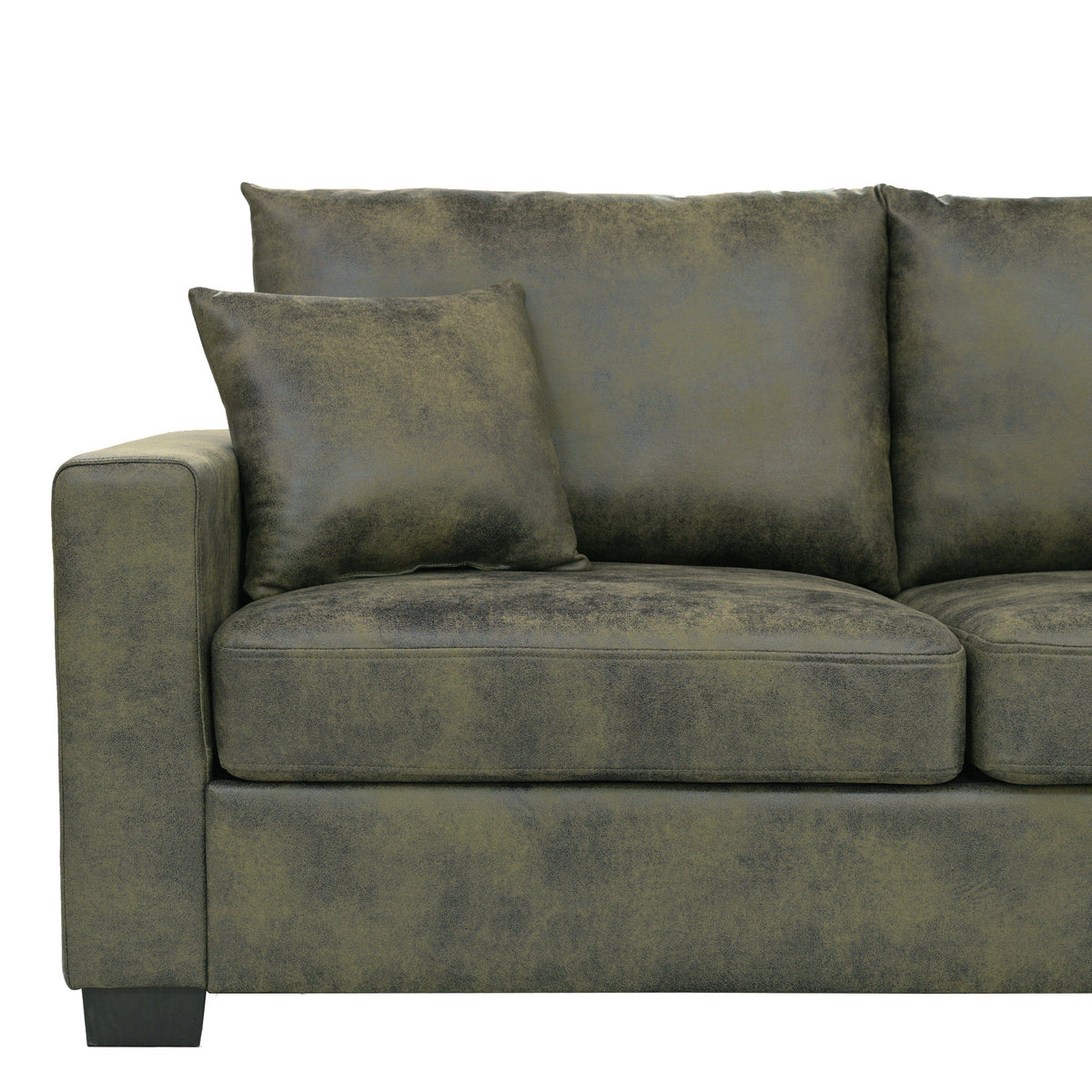 2 Seater Sofa, 2 Throw Pillows For Living Room - Olive Green
