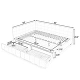 Upholstered Storage Tufted Bed Frame With Backrest And Armrests