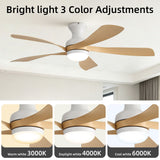 52" Ceiling Fan With 3 Color Dimmable LED Light, DC Reversible Motor, 6 Speed Settings