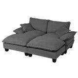 Modular Sectional Sofa With Movable Ottoman & Pillows