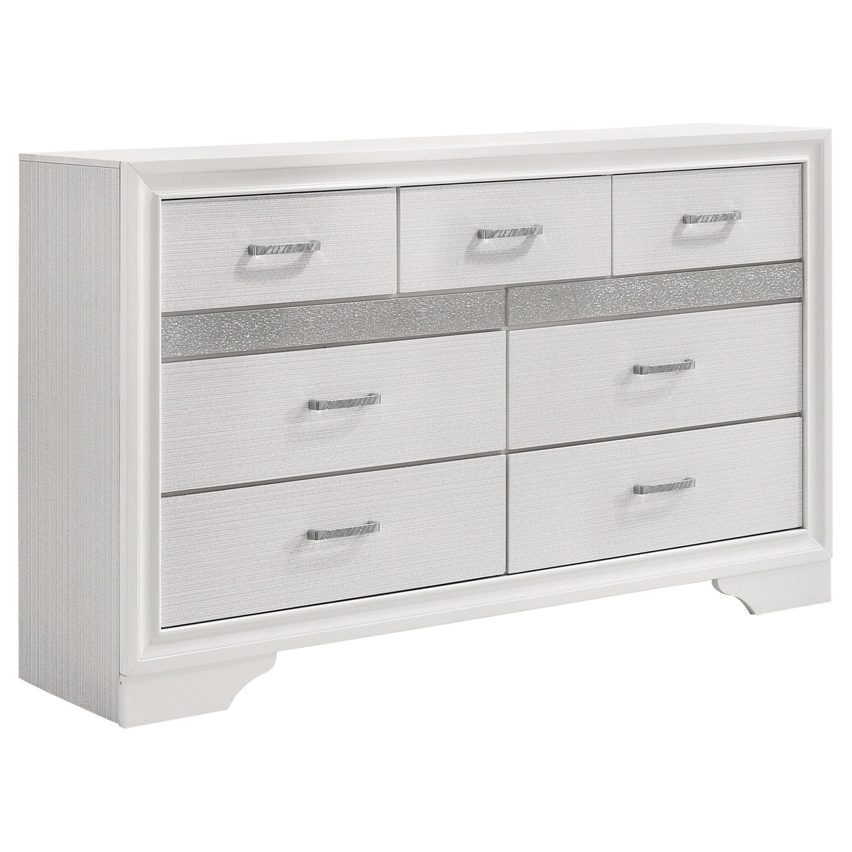 Modern Bedroom Set With Upholstered Headboard And Textured Storage