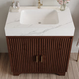Freestanding Bathroom Vanity With Sink - Walnut / White