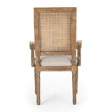 Upholstered Dining Chair With Cane Backrest