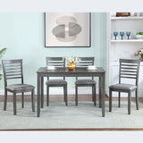 5 Pieces Modern Dining Set, Rectangular Wooden Dining Table With 4 Upholstered Chairs