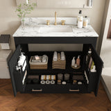 Bathroom Vanity Set, Soft Close Doors, 3 Faucet Holes, Sink Included - Black