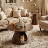 Nesting Coffee Table With Integrated Cat Cave Bed (Set of 2) - Walnut