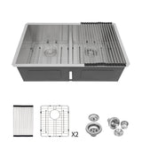 Modern Double Bowl Undermount Kitchen Sink 50 / 50 Design Stainless Steel