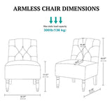 Vintage Tufted Armless Chair With Button Tufting - Taupe