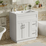 Bathroom Vanity With 2 Doors, 2 Drawers, Adjustable Shelf, Hidden Slides & Soft Close Hinges