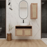 Bathroom Vanity With Art Sink And Side Cabinet, Float Mounting Design
