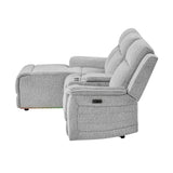 Ian - Power Reclining Chaise With LED Lighting, Pushback Design - Gray