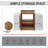 48" Freestanding Bathroom Vanity With Sink And 2 Storage Cabinets, Soft Closing Door - Glossy White / Imitative Oak
