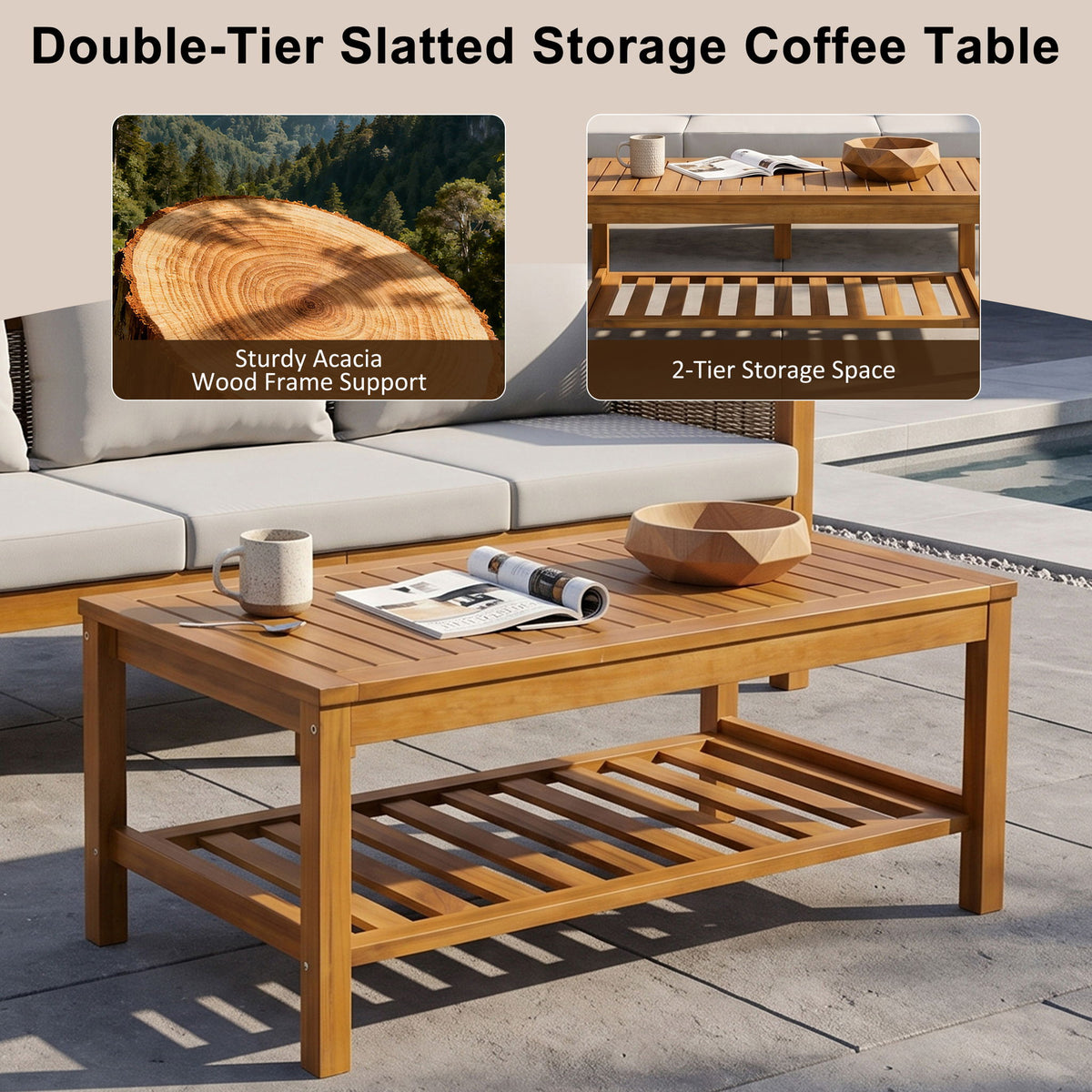 Patio Set Outdoor With Coffee Table And Cushions