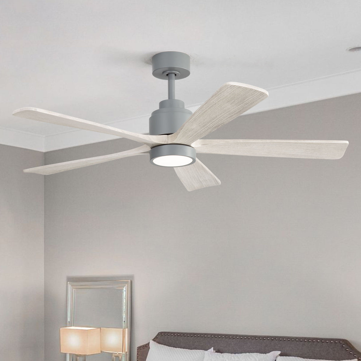 52" Ceiling Fan With Dimmable LED Light And 6 Speed Remote Control - Cement Gray