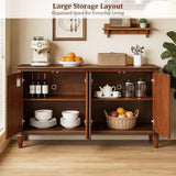 TV Stand With Carved Geometric Doors, Storage Cabinet For Living Room - Walnut