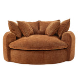 Boneless Round Chaise Sofa With Dual Layer Cushions And 8 Throw Pillows - Orange