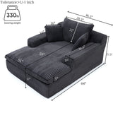 Oversized Upholstered Chaise Lounge Chair Sleeper Couch - Gray