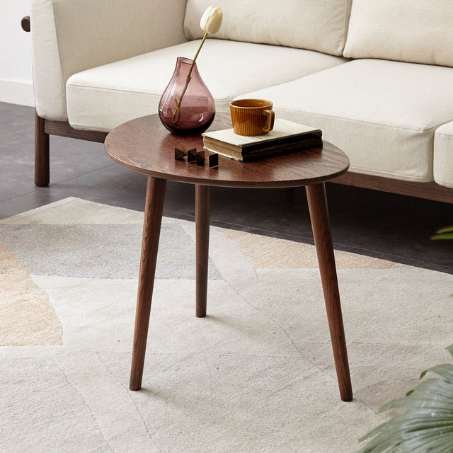 Center Table Low Table 100% Solid Oak Wood Top Plate Desk Pebble Shaped Natural Wooden Coffee Table - Walnut - Coffee Tables - Alpine Outlets