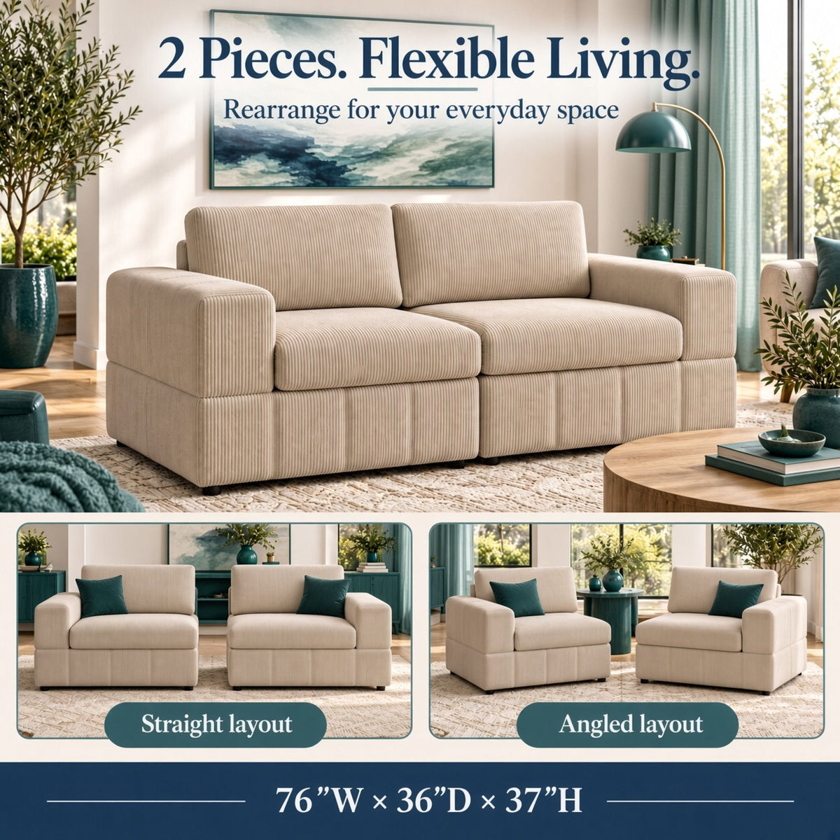 Oversized Modular Loveseat Set