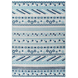 8x10 Ivory and Blue Vintage Abstract Geometric Lattice Indoor/Outdoor Rug - Mats and Rugs - Alpine Outlets