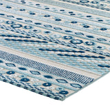 8x10 Ivory and Blue Vintage Abstract Geometric Lattice Indoor/Outdoor Rug - Mats and Rugs - Alpine Outlets