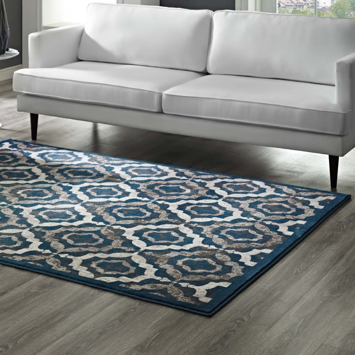 8x10 Ivory Moroccan Blue and Brown Rustic Vintage Moroccan Trellis Polypropylene Area Rug - Mats and Rugs - Alpine Outlets