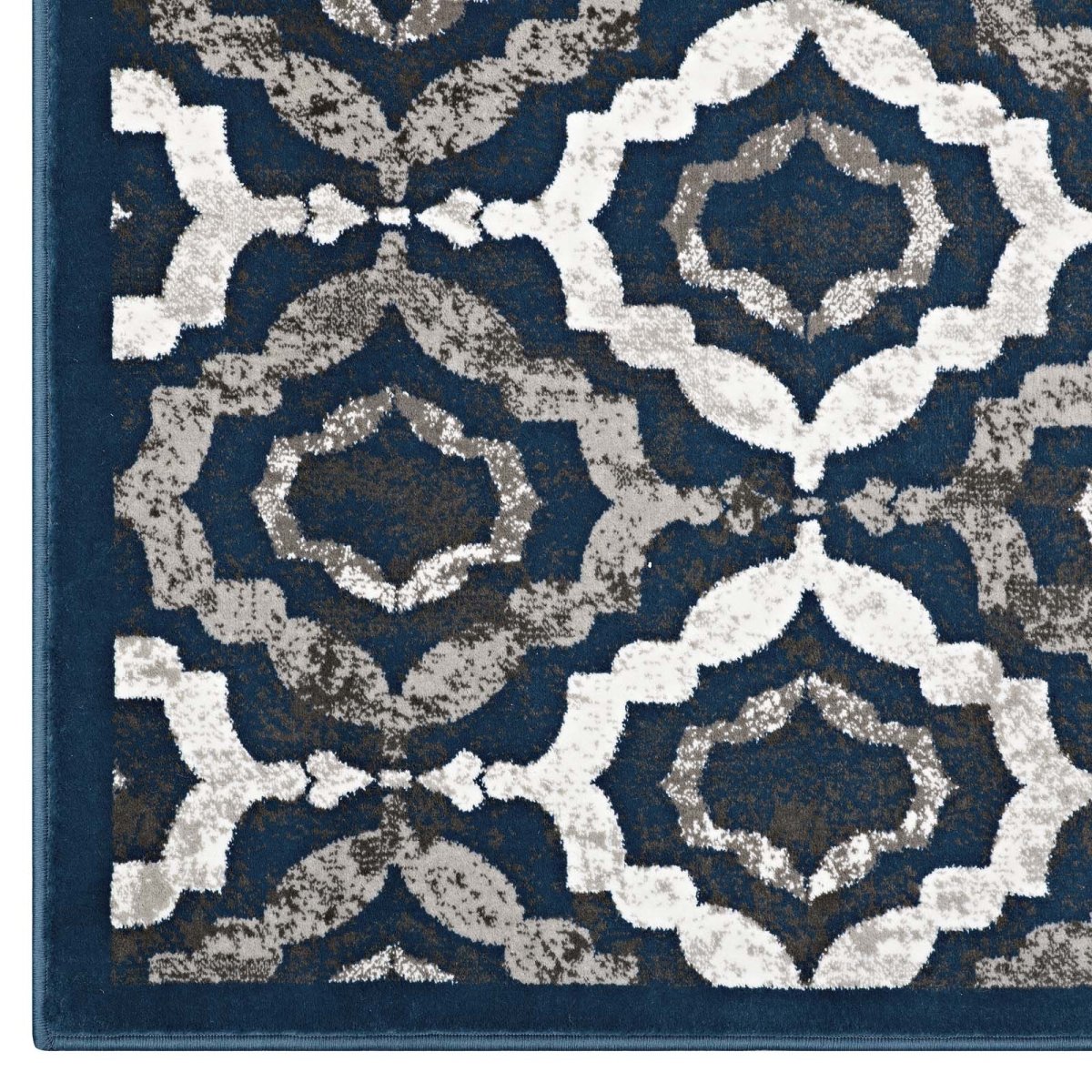 8x10 Ivory Moroccan Blue and Brown Rustic Vintage Moroccan Trellis Polypropylene Area Rug - Mats and Rugs - Alpine Outlets