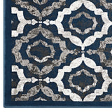8x10 Ivory Moroccan Blue and Brown Rustic Vintage Moroccan Trellis Polypropylene Area Rug - Mats and Rugs - Alpine Outlets