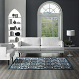 8x10 Ivory Moroccan Blue and Brown Rustic Vintage Moroccan Trellis Polypropylene Area Rug - Mats and Rugs - Alpine Outlets
