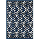 8x10 Ivory Moroccan Blue and Brown Rustic Vintage Moroccan Trellis Polypropylene Area Rug - Mats and Rugs - Alpine Outlets