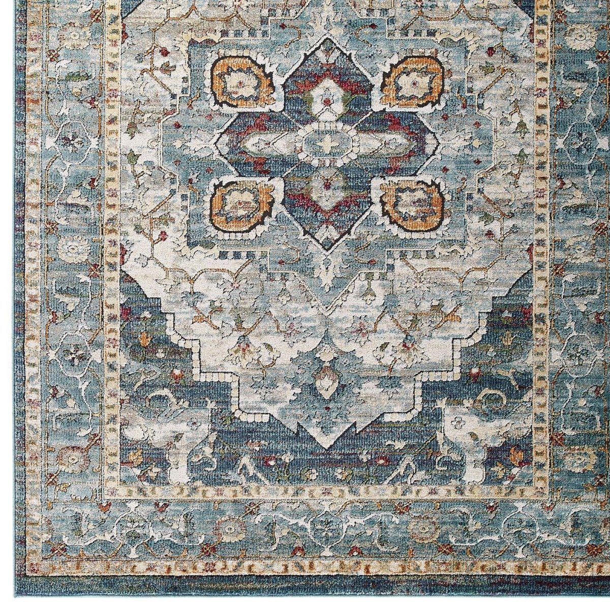 8x10 Multicolor Distressed Vintage Floral Medallion Area Rug - Mats and Rugs - Alpine Outlets