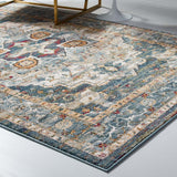 8x10 Multicolor Distressed Vintage Floral Medallion Area Rug - Mats and Rugs - Alpine Outlets