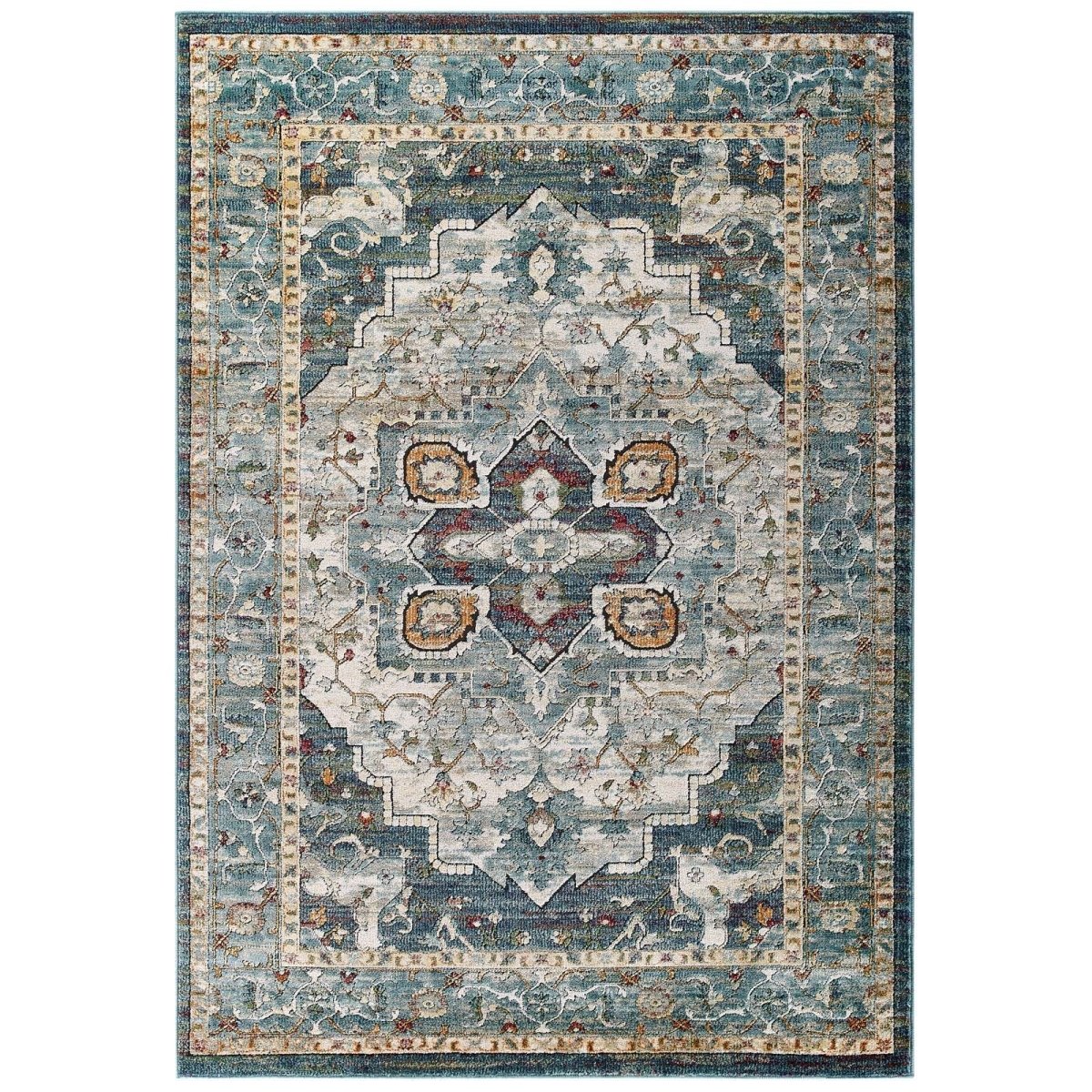 8x10 Multicolor Distressed Vintage Floral Medallion Area Rug - Mats and Rugs - Alpine Outlets