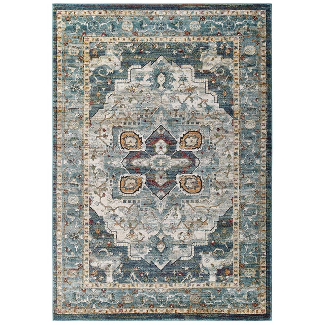 8x10 Multicolor Distressed Vintage Floral Medallion Area Rug - Mats and Rugs - Alpine Outlets