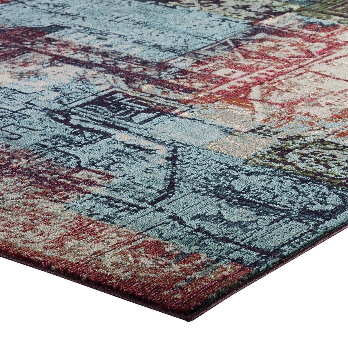 8x10 Multicolored Contemporary Vintage Mosaic Polypropylene Polyester Area Rug - Mats and Rugs - Alpine Outlets