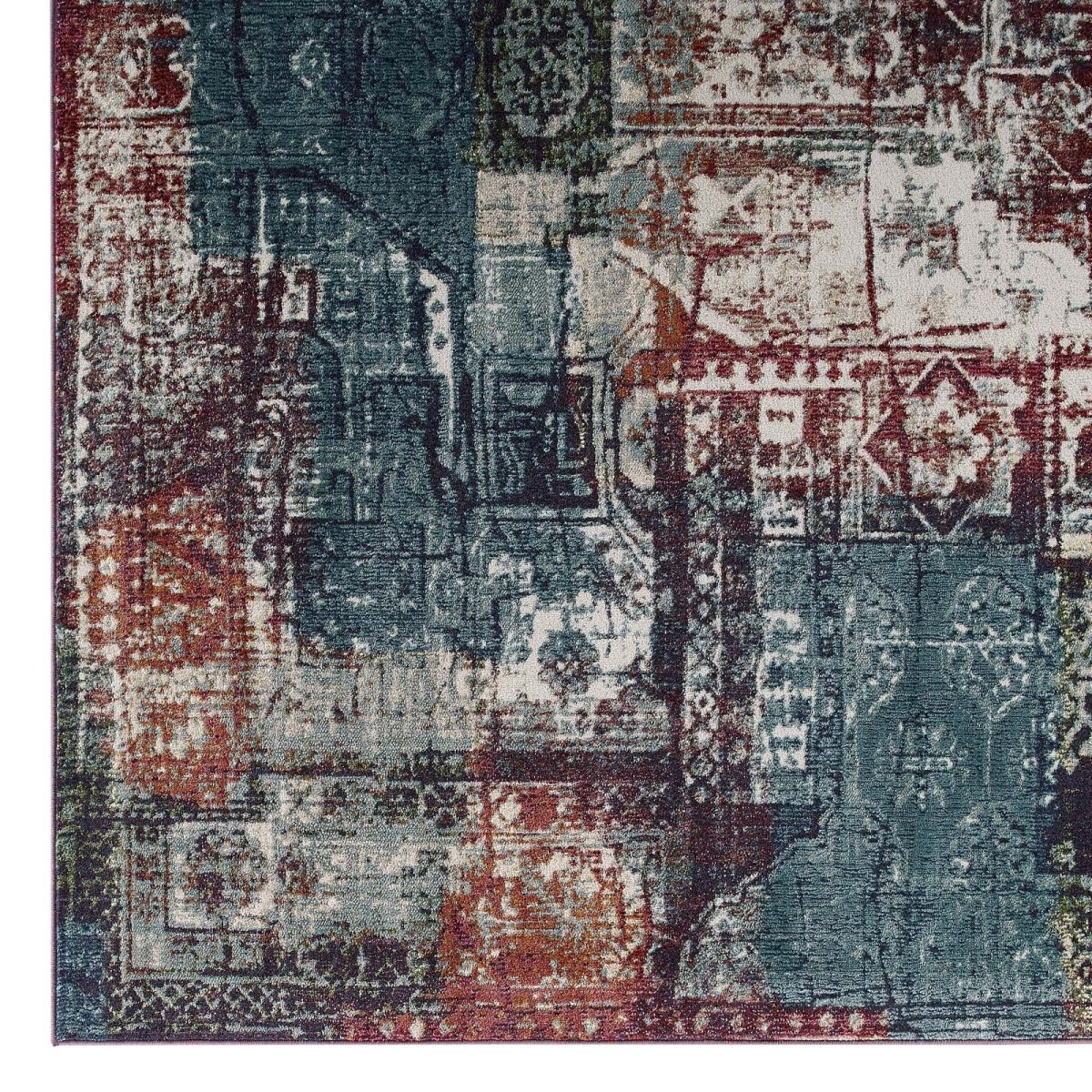 8x10 Multicolored Contemporary Vintage Mosaic Polypropylene Polyester Area Rug - Mats and Rugs - Alpine Outlets