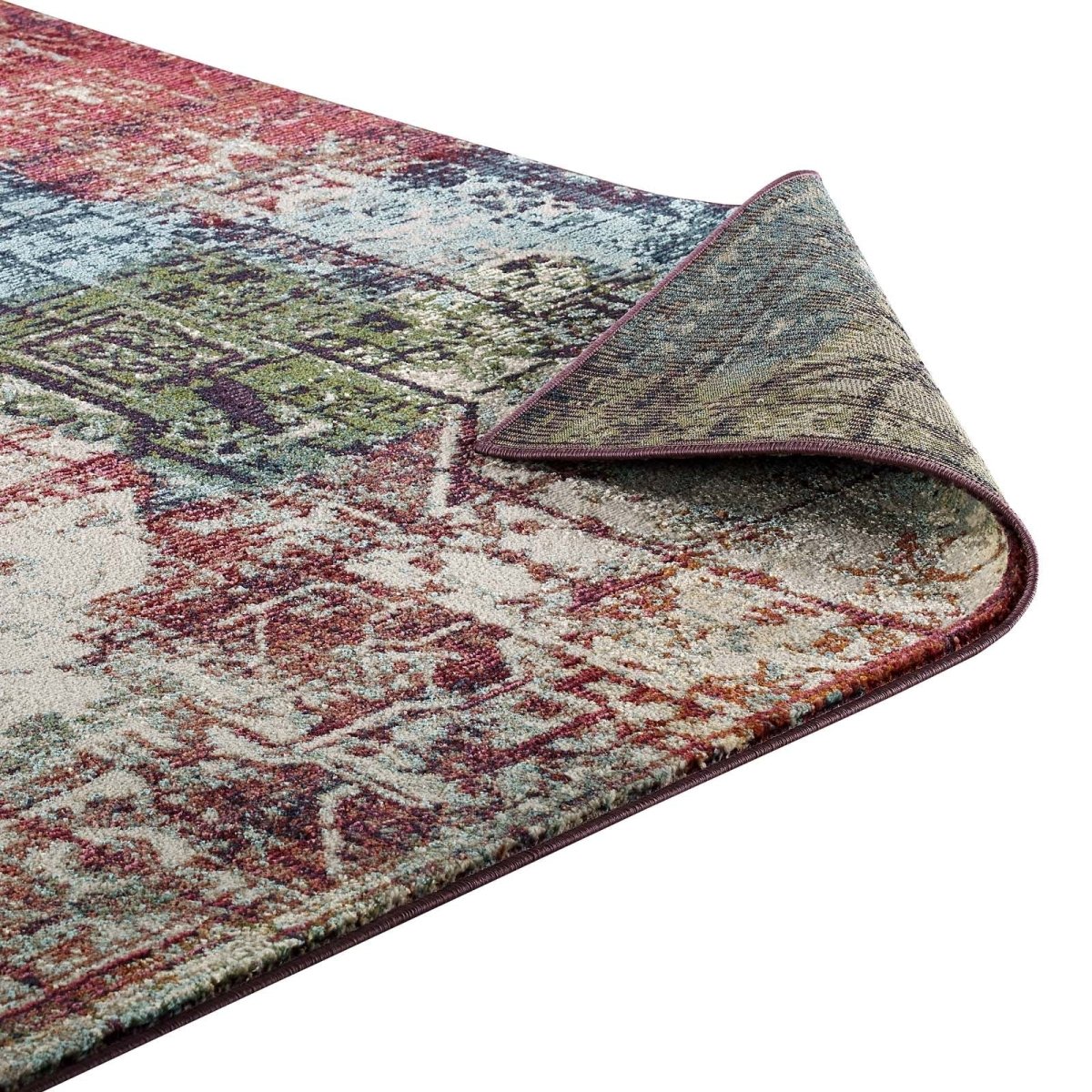 8x10 Multicolored Contemporary Vintage Mosaic Polypropylene Polyester Area Rug - Mats and Rugs - Alpine Outlets