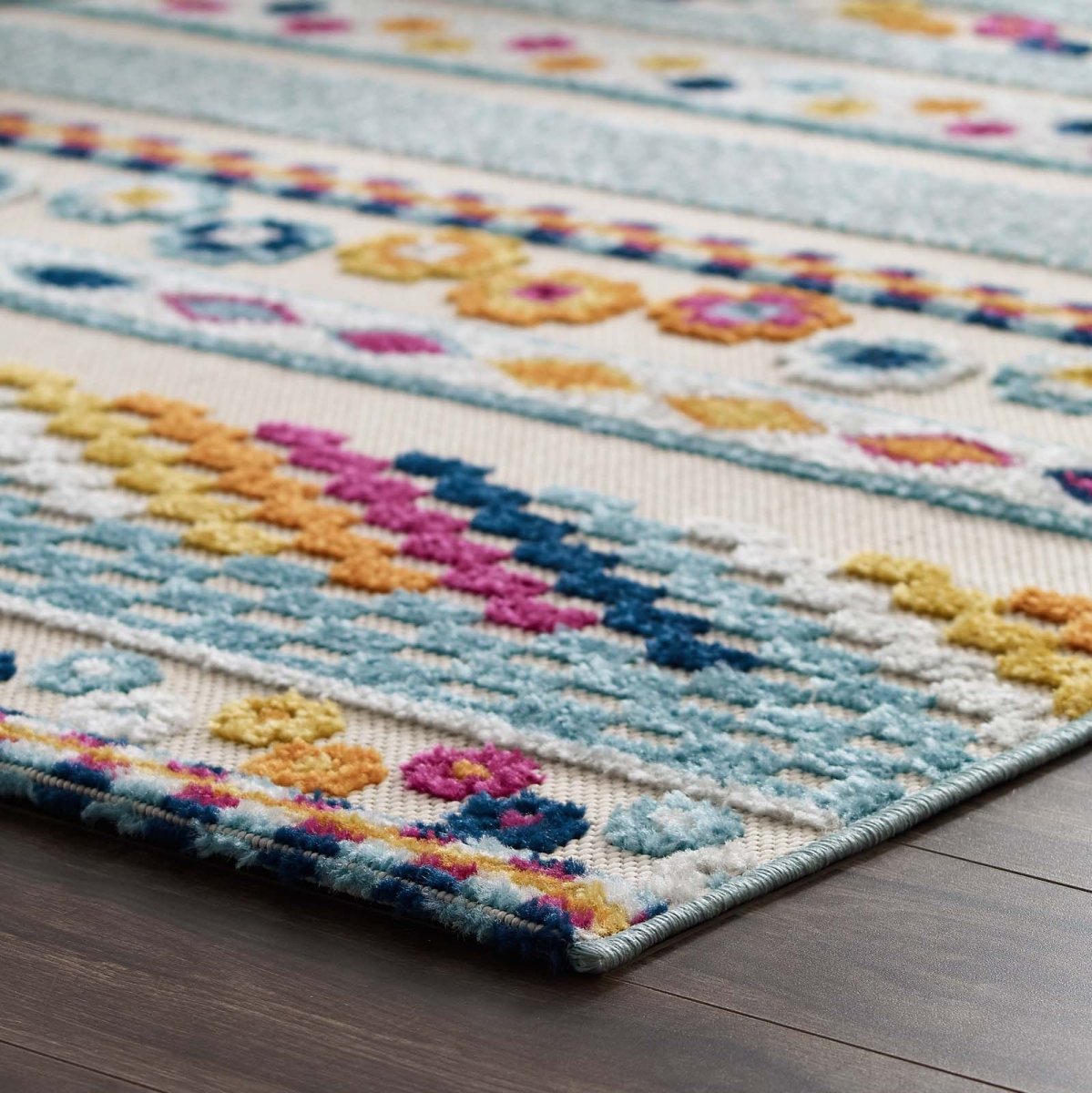 8x10 Multicolored Vintage Abstract Geometric Lattice Indoor/Outdoor Rug - Mats and Rugs - Alpine Outlets