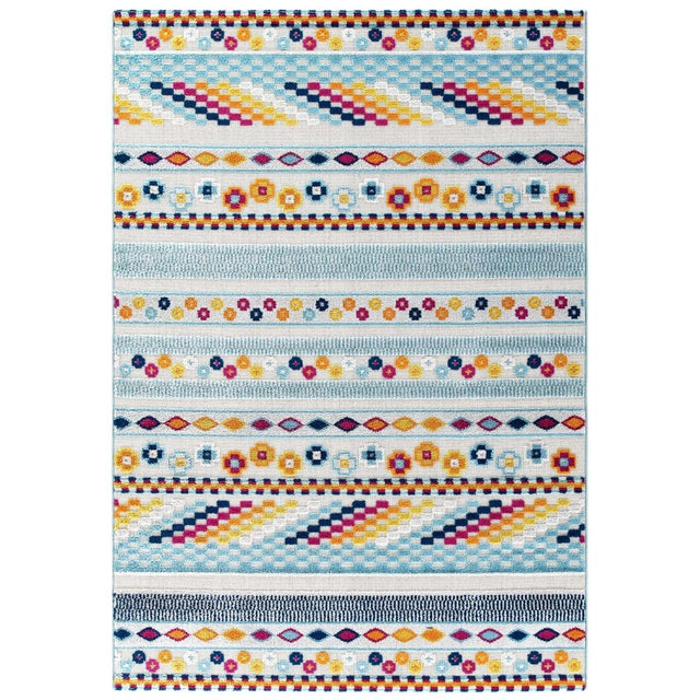 8x10 Multicolored Vintage Abstract Geometric Lattice Indoor/Outdoor Rug - Mats and Rugs - Alpine Outlets