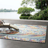 8x10 Multicolored Vintage Abstract Geometric Lattice Indoor/Outdoor Rug - Mats and Rugs - Alpine Outlets