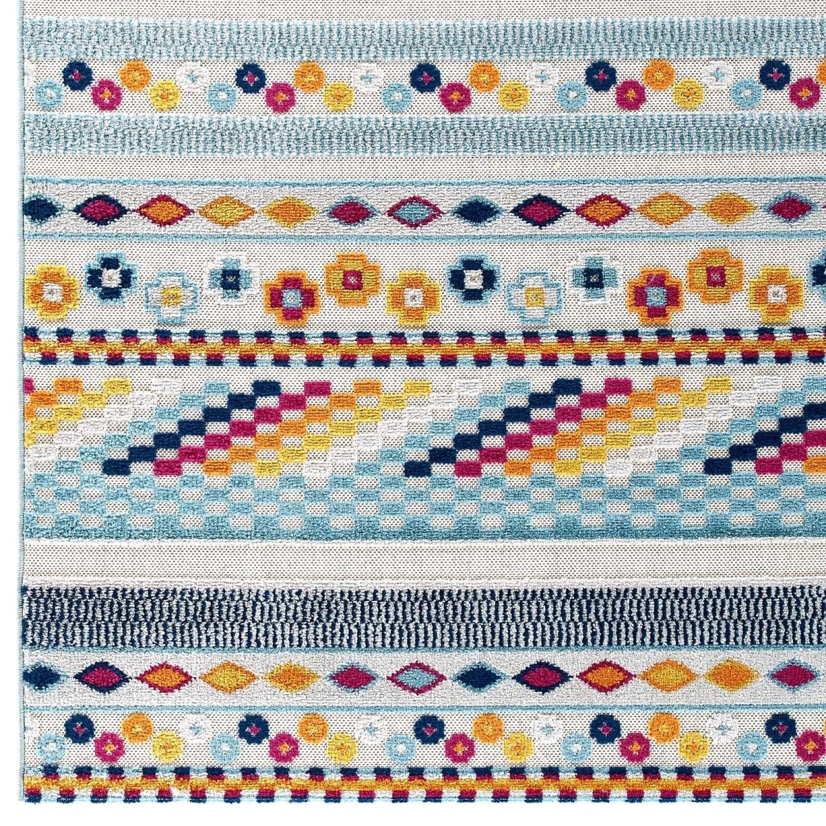 8x10 Multicolored Vintage Abstract Geometric Lattice Indoor/Outdoor Rug - Mats and Rugs - Alpine Outlets