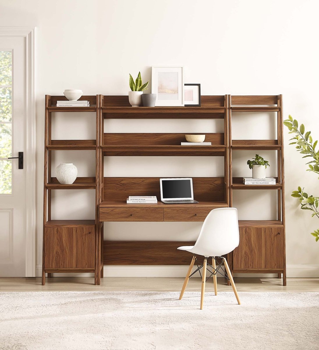 90" Tiered Wood Office Desk and 21" Bookshelf Set - 3 - Piece Workspace - Bookcases available at Alpine Outlets in Denver
