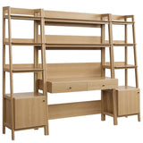 90" Tiered Wood Office Desk and 21" Bookshelf Set - 3 - Piece Workspace - Bookcases available at Alpine Outlets in Denver