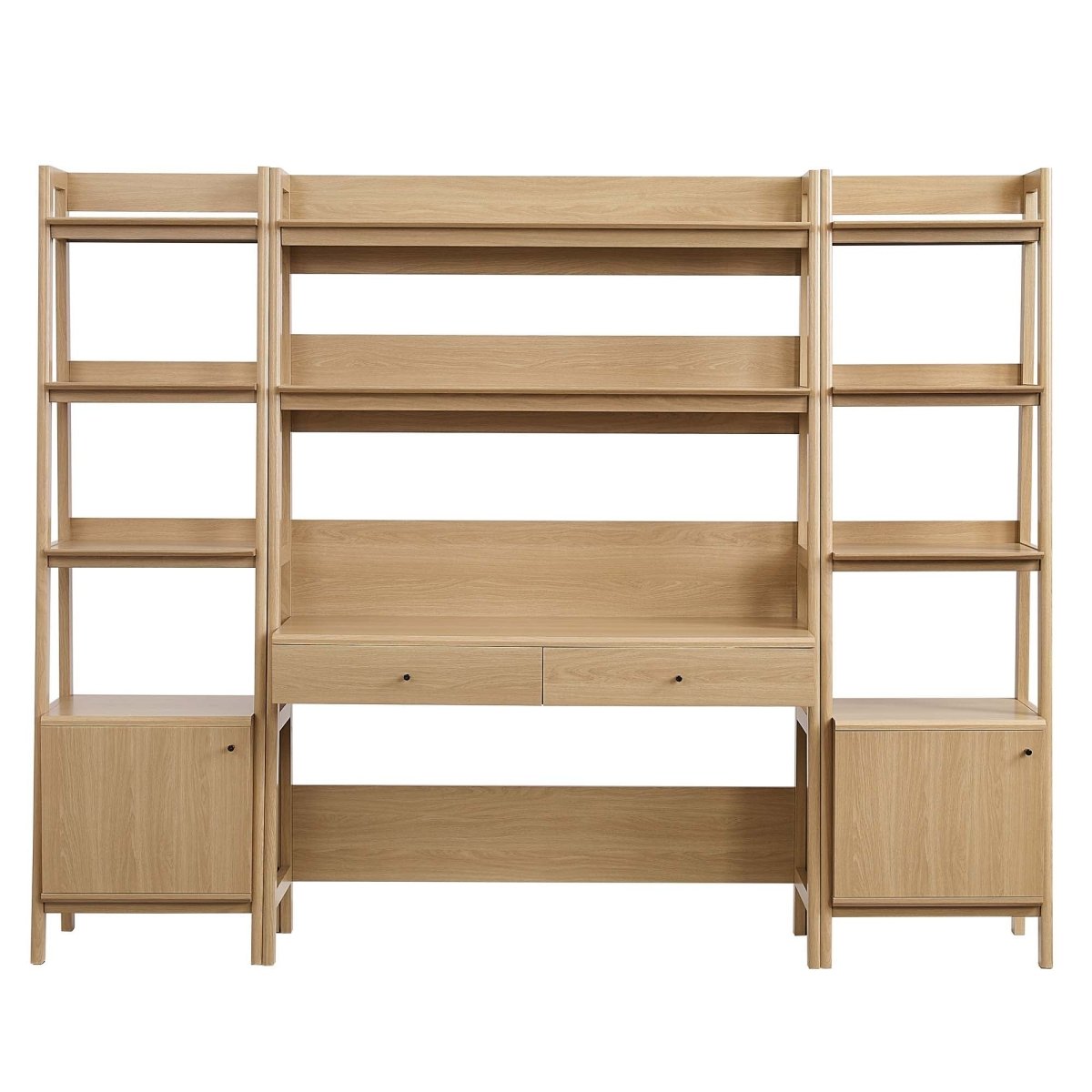90" Tiered Wood Office Desk and 21" Bookshelf Set - 3 - Piece Workspace - Bookcases available at Alpine Outlets in Denver