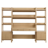90" Tiered Wood Office Desk and 21" Bookshelf Set - 3 - Piece Workspace - Bookcases available at Alpine Outlets in Denver