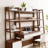90" Tiered Wood Office Desk and 21" Bookshelf Set - 3 - Piece Workspace - Bookcases available at Alpine Outlets in Denver