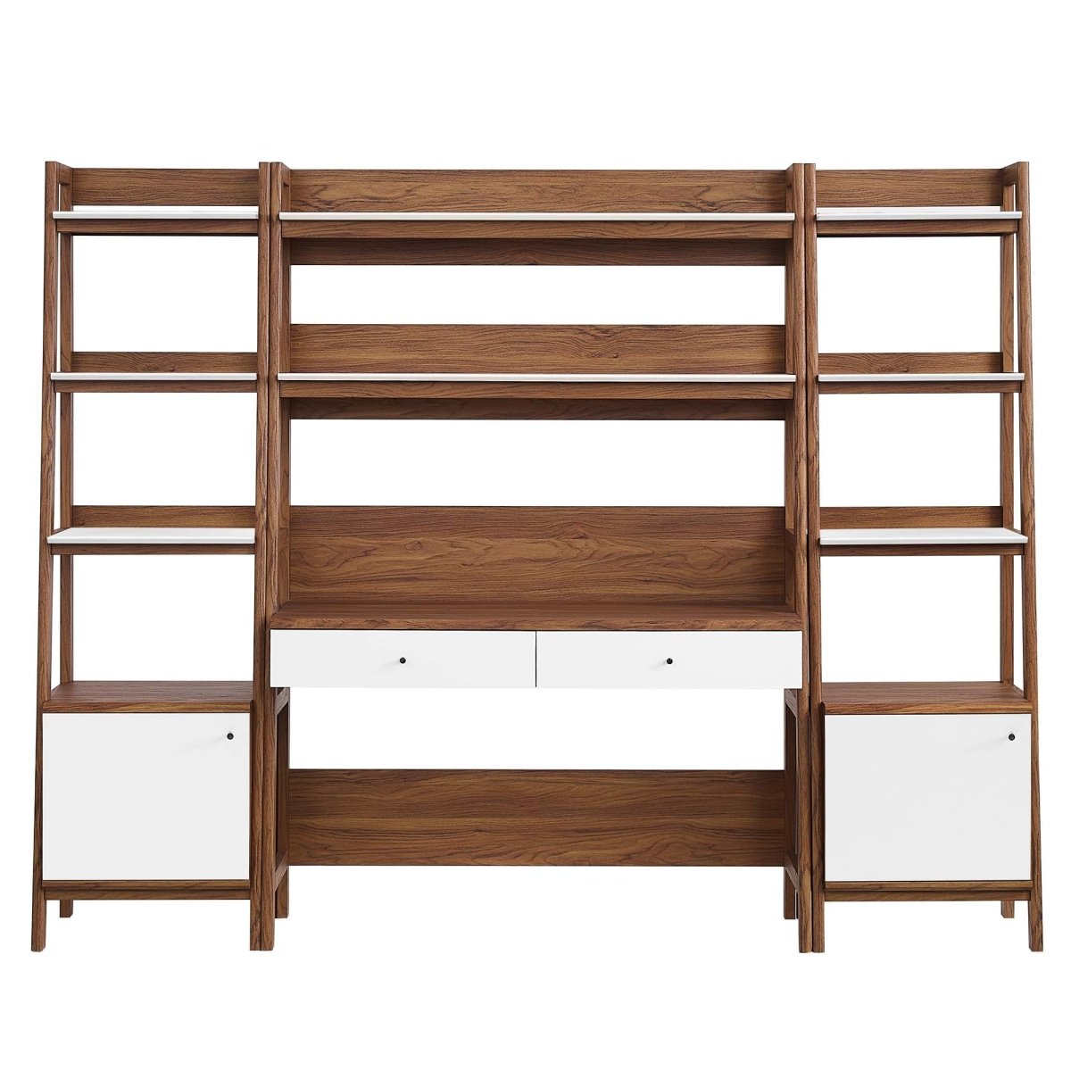 90" Tiered Wood Office Desk and 21" Bookshelf Set - 3 - Piece Workspace - Bookcases available at Alpine Outlets in Denver