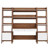 90" Tiered Wood Office Desk and 21" Bookshelf Set - 3 - Piece Workspace - Bookcases available at Alpine Outlets in Denver