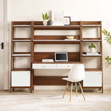 90" Tiered Wood Office Desk and 21" Bookshelf Set - 3 - Piece Workspace - Bookcases available at Alpine Outlets in Denver