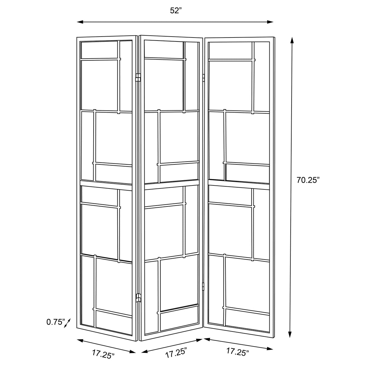Damis 3-Panel Black Shoji Screen Room Divider